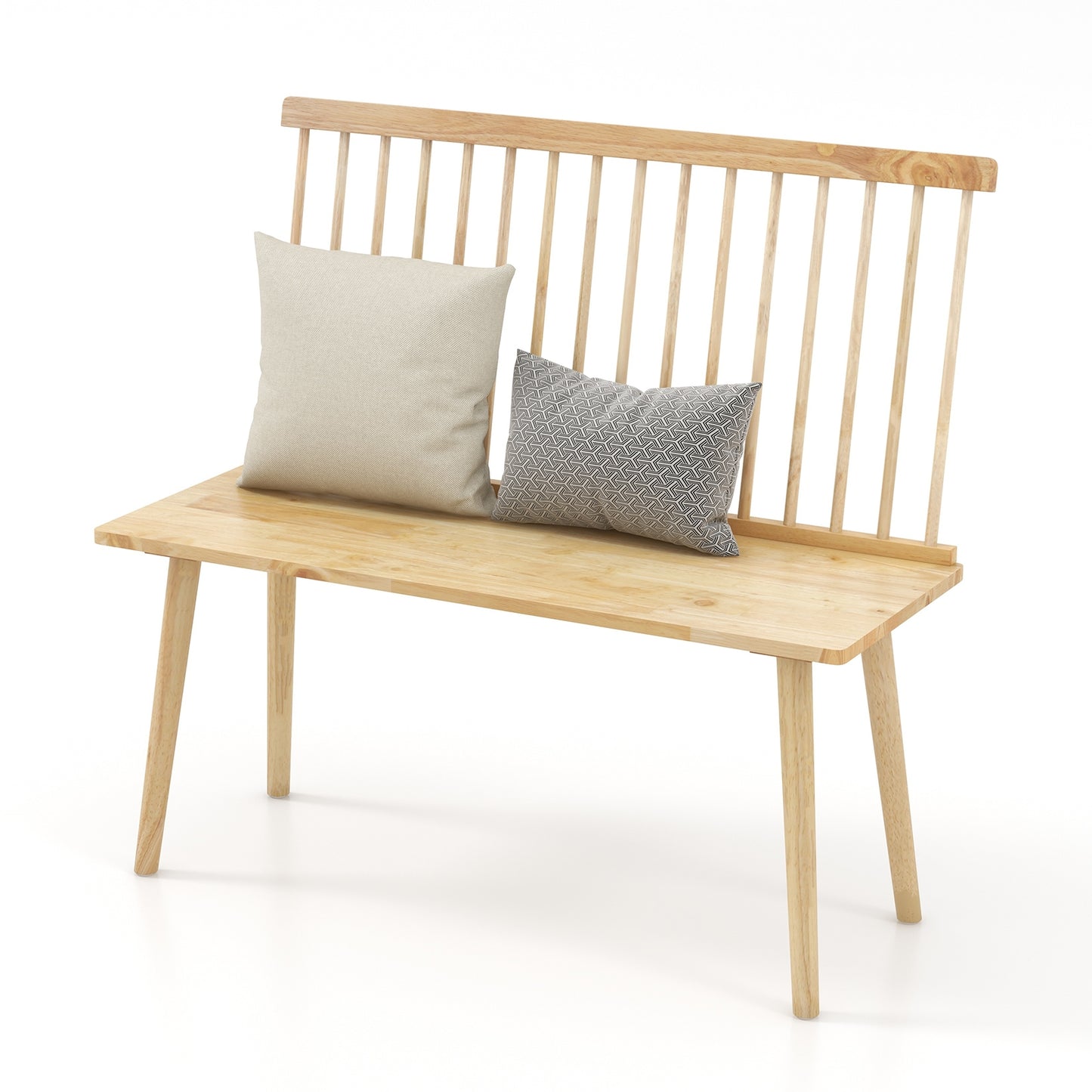 Elegant Windsor Dining Bench with Spindle Back and Anti-Slip Foot Pads – Natural