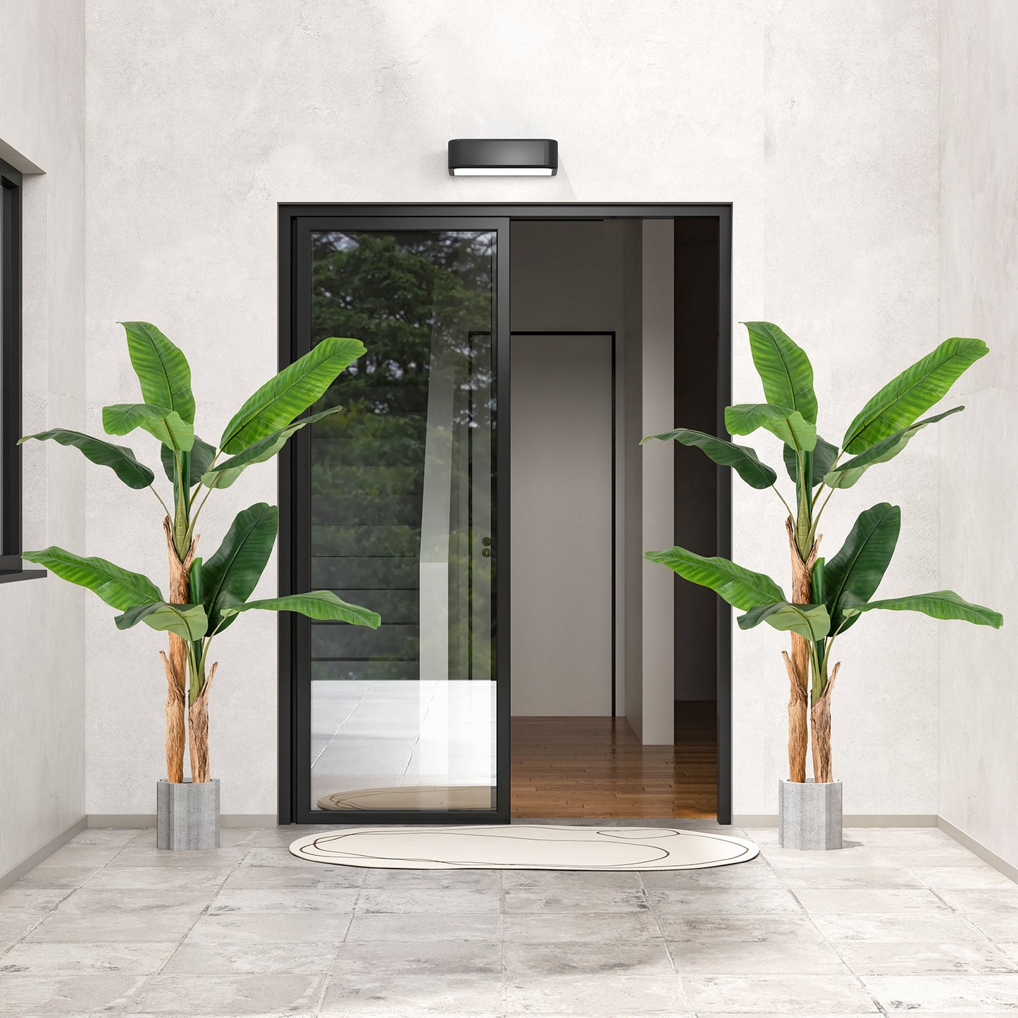 Elegant 5.5/6.5 Feet Artificial Banana Tree – Vibrant Green Leaves & Sturdy Natural Bark Design