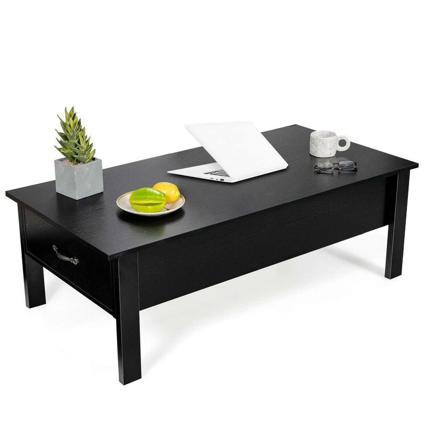 Lift Top Coffee Table with Hidden Storage and Dual Drawers