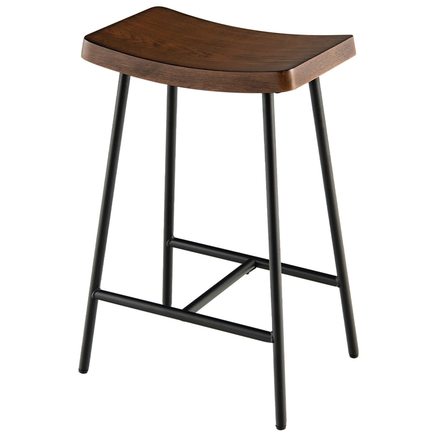 Industrial Saddle Bar Stool with 25 Inch Seat Height and Metal Legs