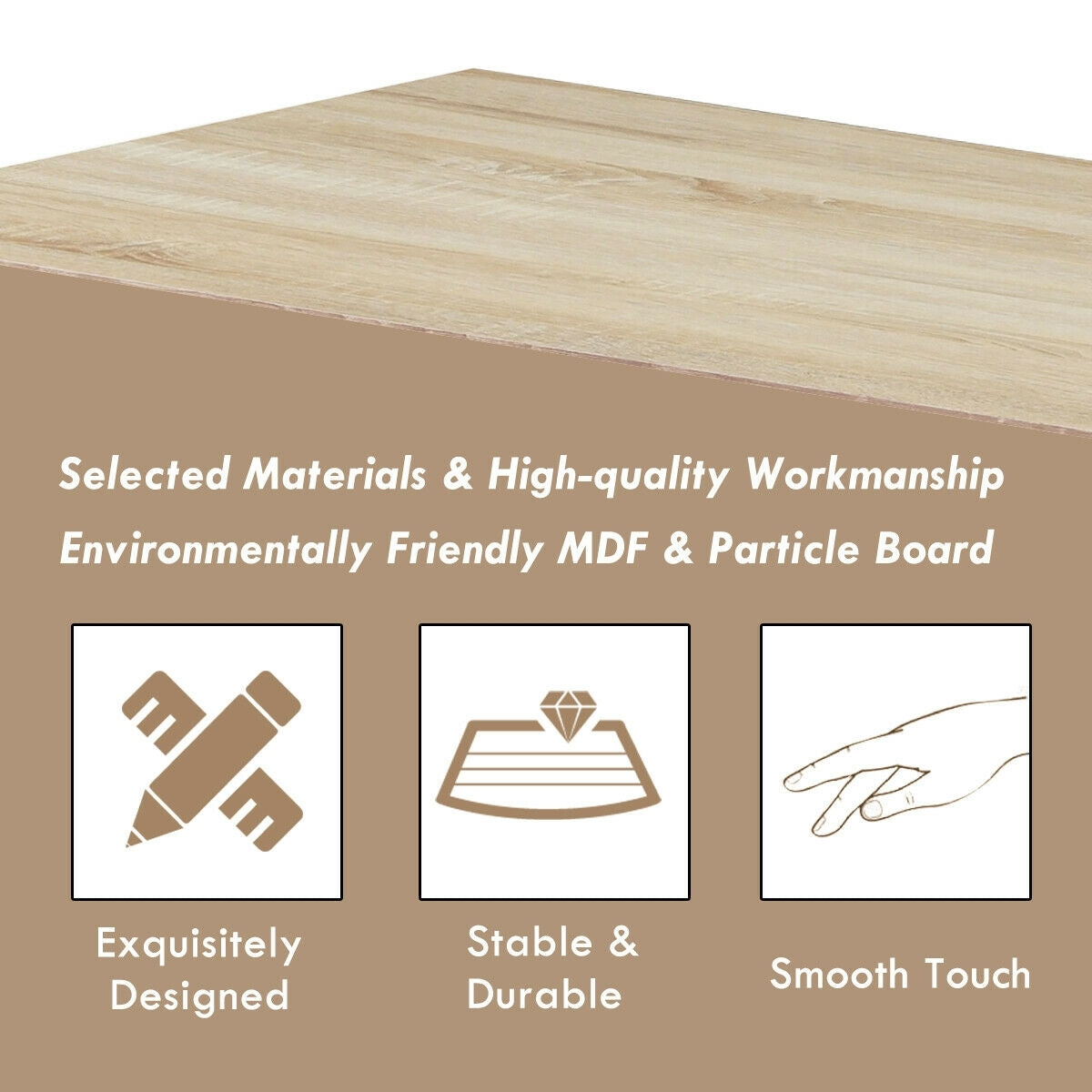 Coffee Table with Multiple Storage Shelves in Natural Finish