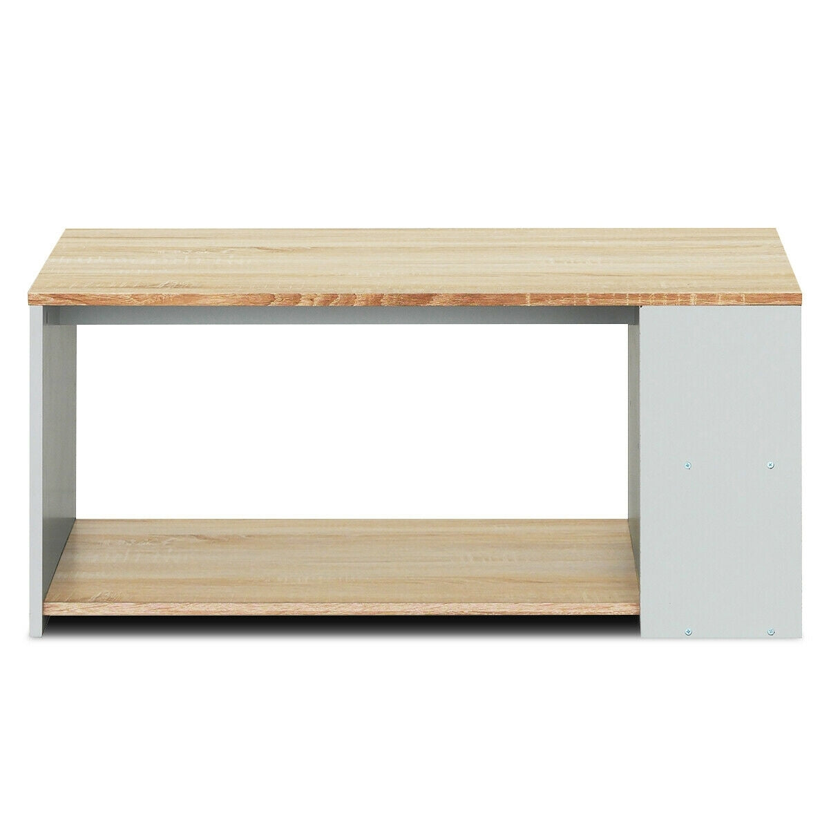 Coffee Table with Multiple Storage Shelves in Natural Finish