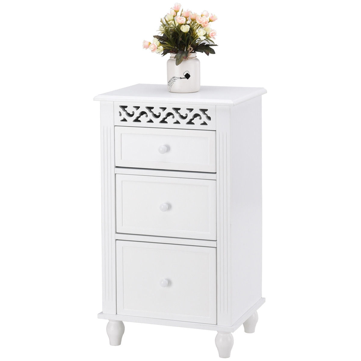 Multi Drawer Wooden Bathroom Storage Cabinet with Carved Design