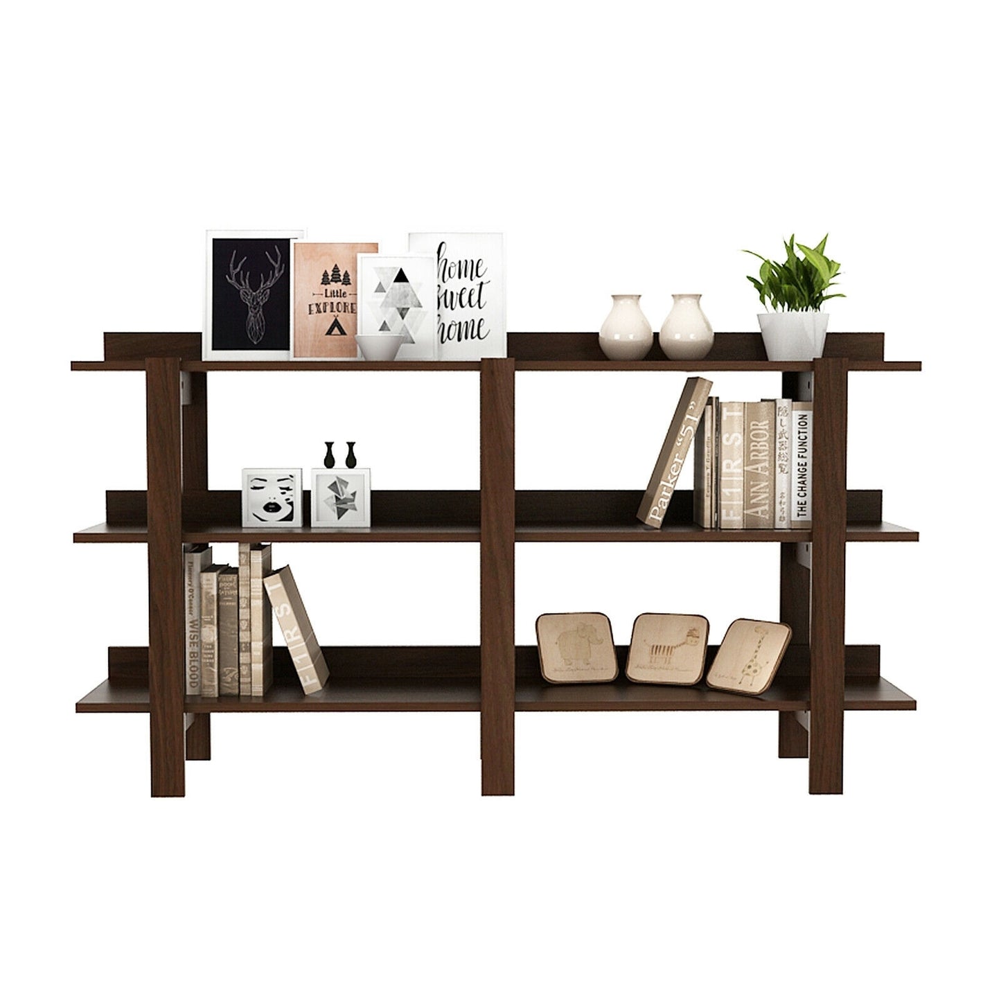 3 Tier 59 Inch Console Table with Open Shelves for Entryway Hallway and Foyer