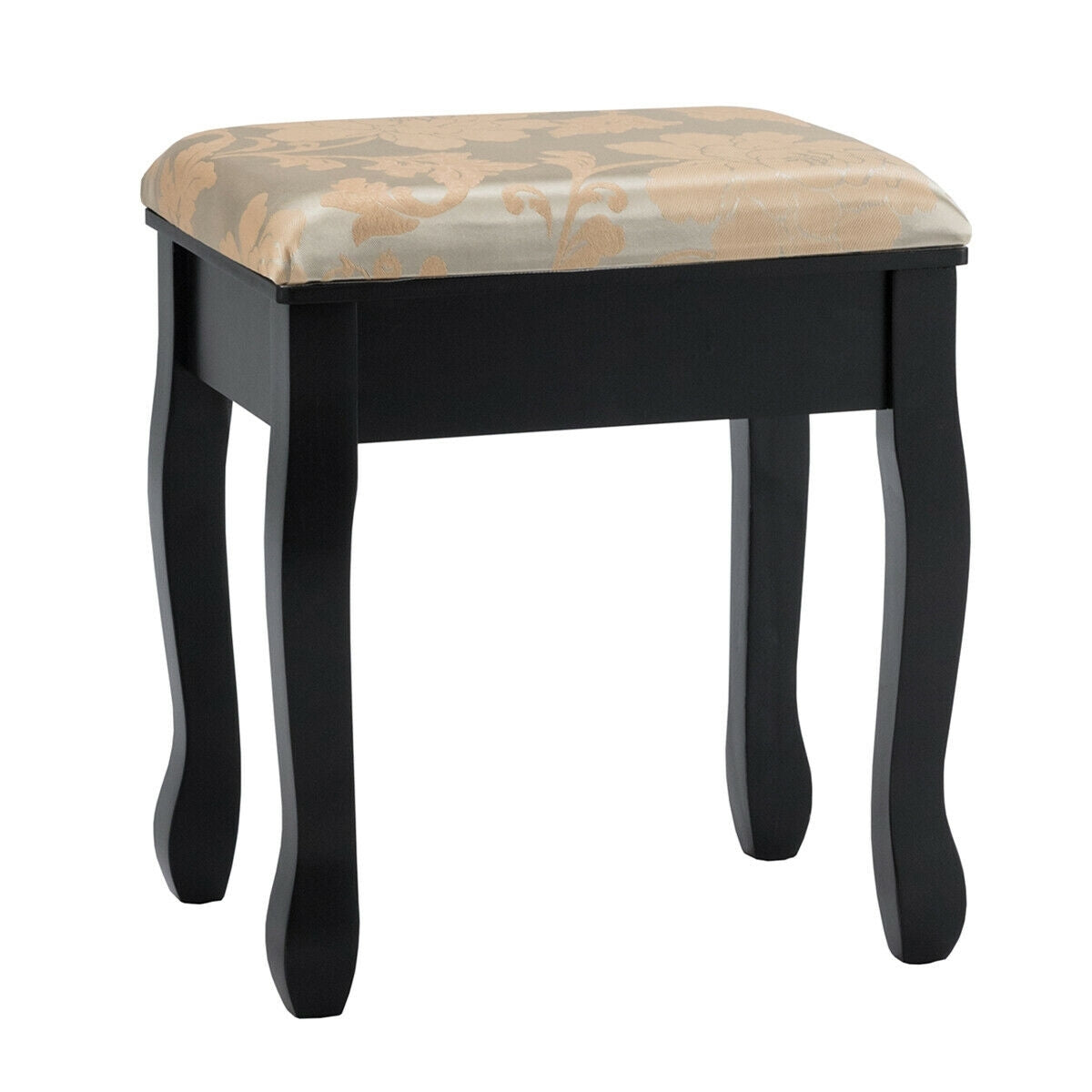 Makeup Vanity Set with 5 Drawers, Rotating Mirror, Removable Organizer, and Padded Stool – Black