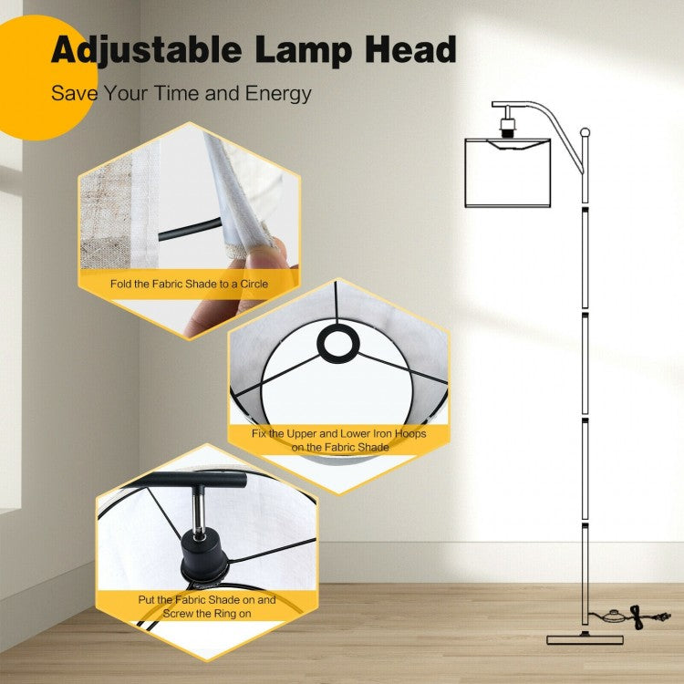 Modern Adjustable Standing Floor Lamp with Fabric Shade for Home and Office