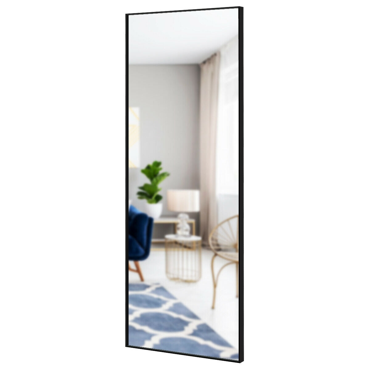 59 Inch Full Length Rectangle Mirror for Bedroom and Home Décor - Black