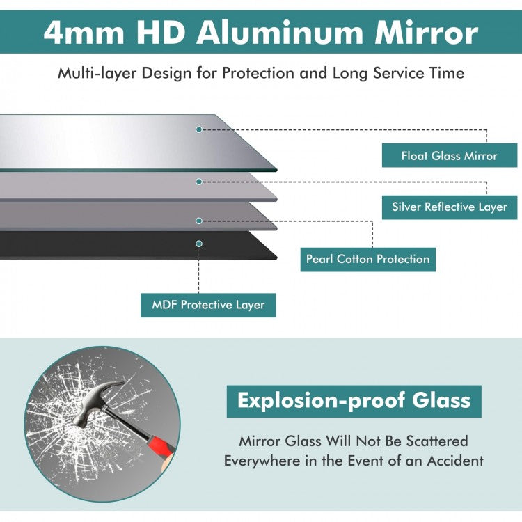 59 Inch Full Length Rectangle Mirror for Bedroom and Home Décor - Black