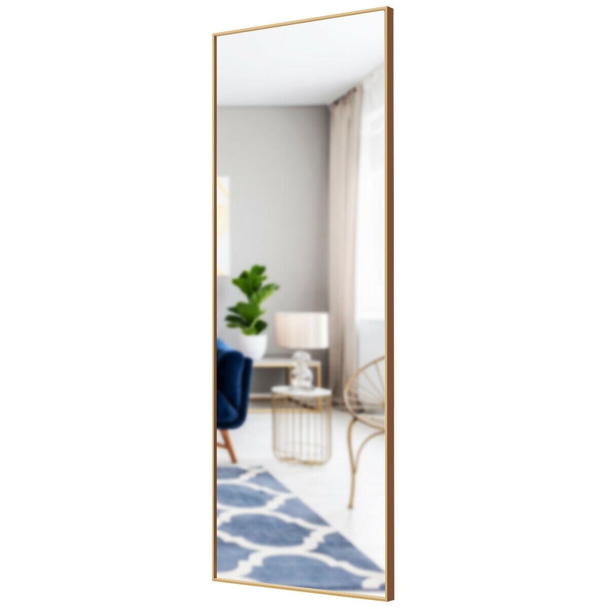 59 Inch Full Length Rectangle Mirror for Bedroom and Home Décor - Golden