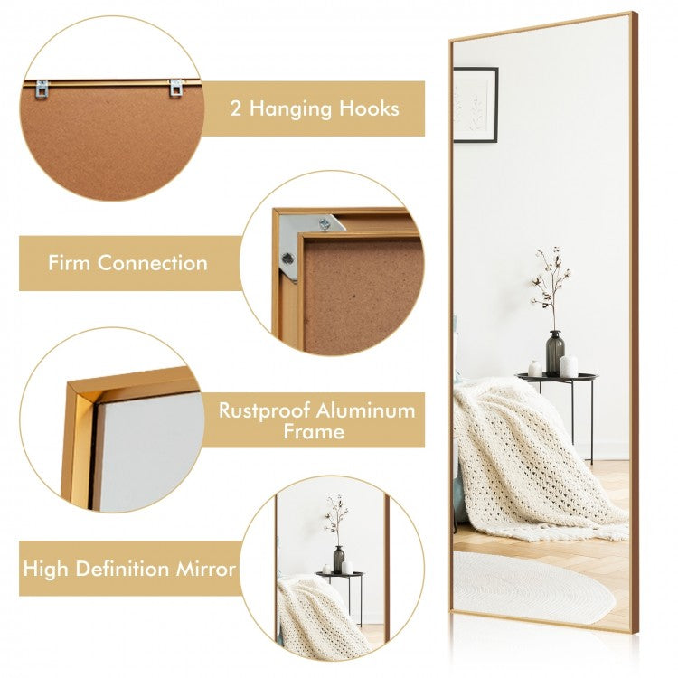 59 Inch Full Length Rectangle Mirror for Bedroom and Home Décor - Golden