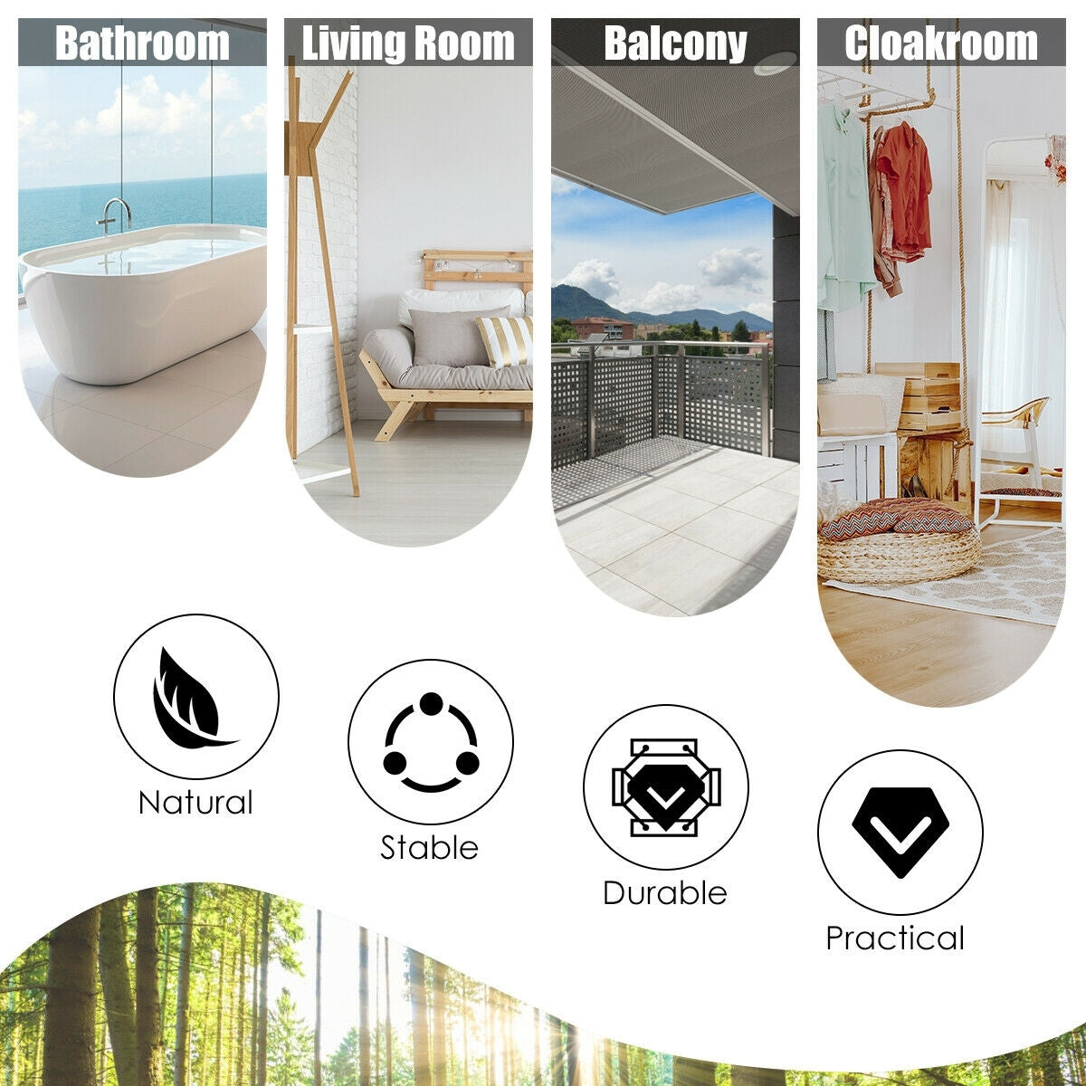4-Panel Rustic Folding Wooden Room Divider with V-Shaped Design - White