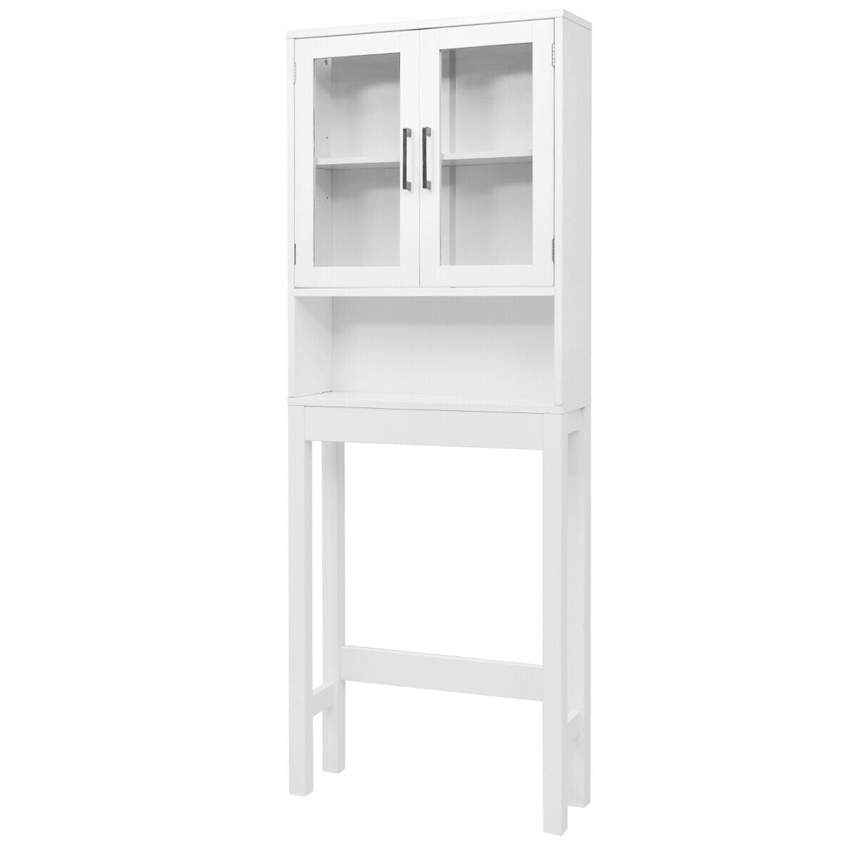 Space Saving Over-the-Toilet Storage Cabinet with Glass Doors