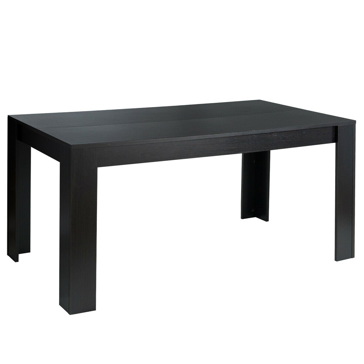Modern 63 Inch Rectangular Dining Table with Black Engineered Wood Top