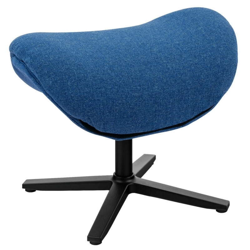 Modern Swivel Rocking Chair with Matching Ottoman and Upholstered Seat - Blue