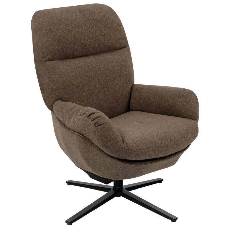Modern Swivel Rocking Chair with Matching Ottoman and Upholstered Seat - Brown