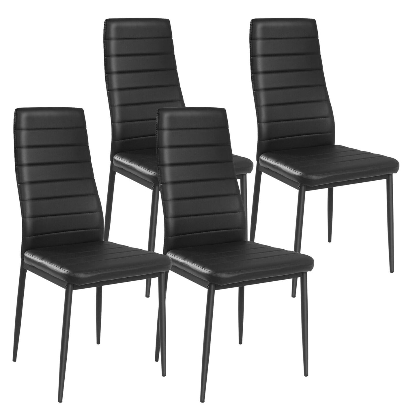 Set of 4 Modern Leather Dining Chairs with Metal Frame and Ergonomic Support