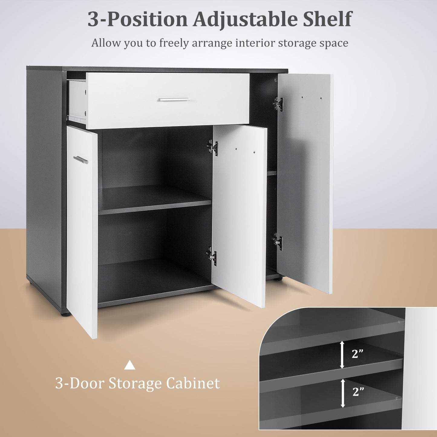 Modern Buffet Sideboard Cabinet with Spacious Storage and Wide Tabletop