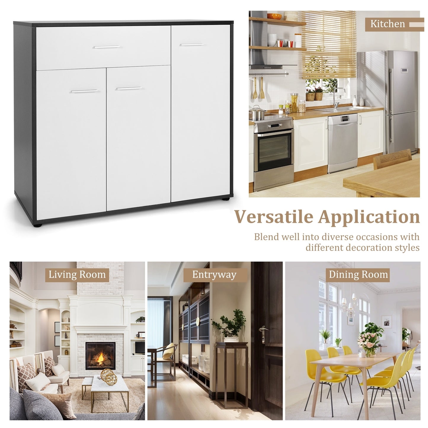 Modern Buffet Sideboard Cabinet with Spacious Storage and Wide Tabletop