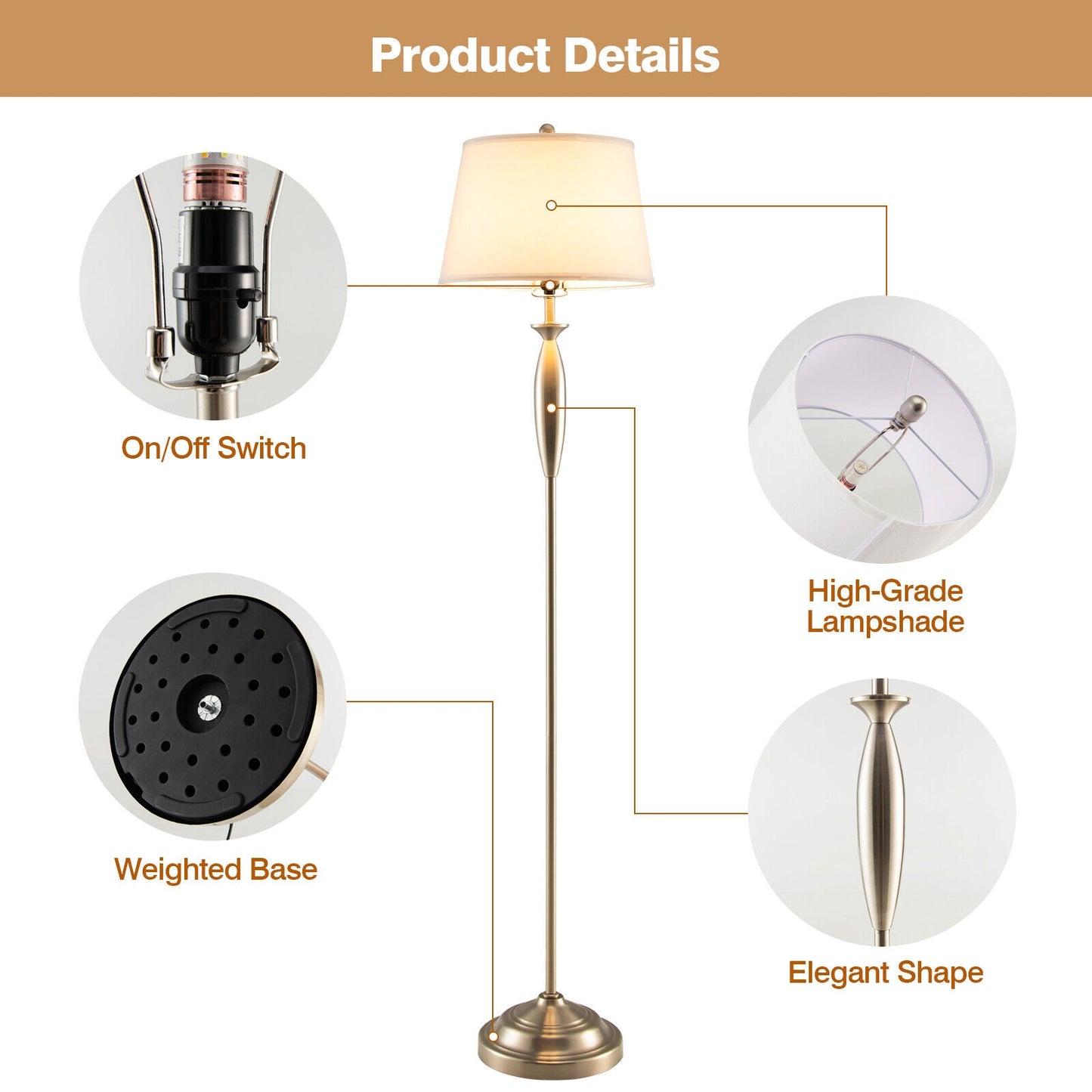 3 Piece Modern Nickel Floor and Table Lamp Set with Linen Shades