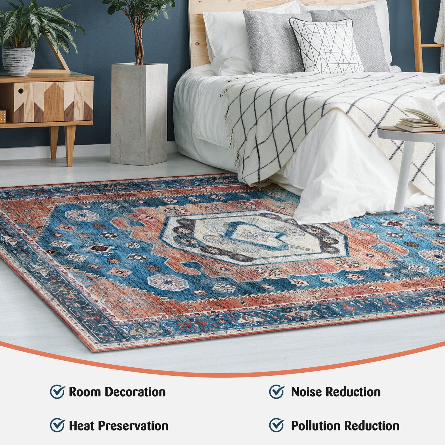 5 x 7 Foot Non-Shedding Distressed Vintage Area Rug for Indoor Spaces