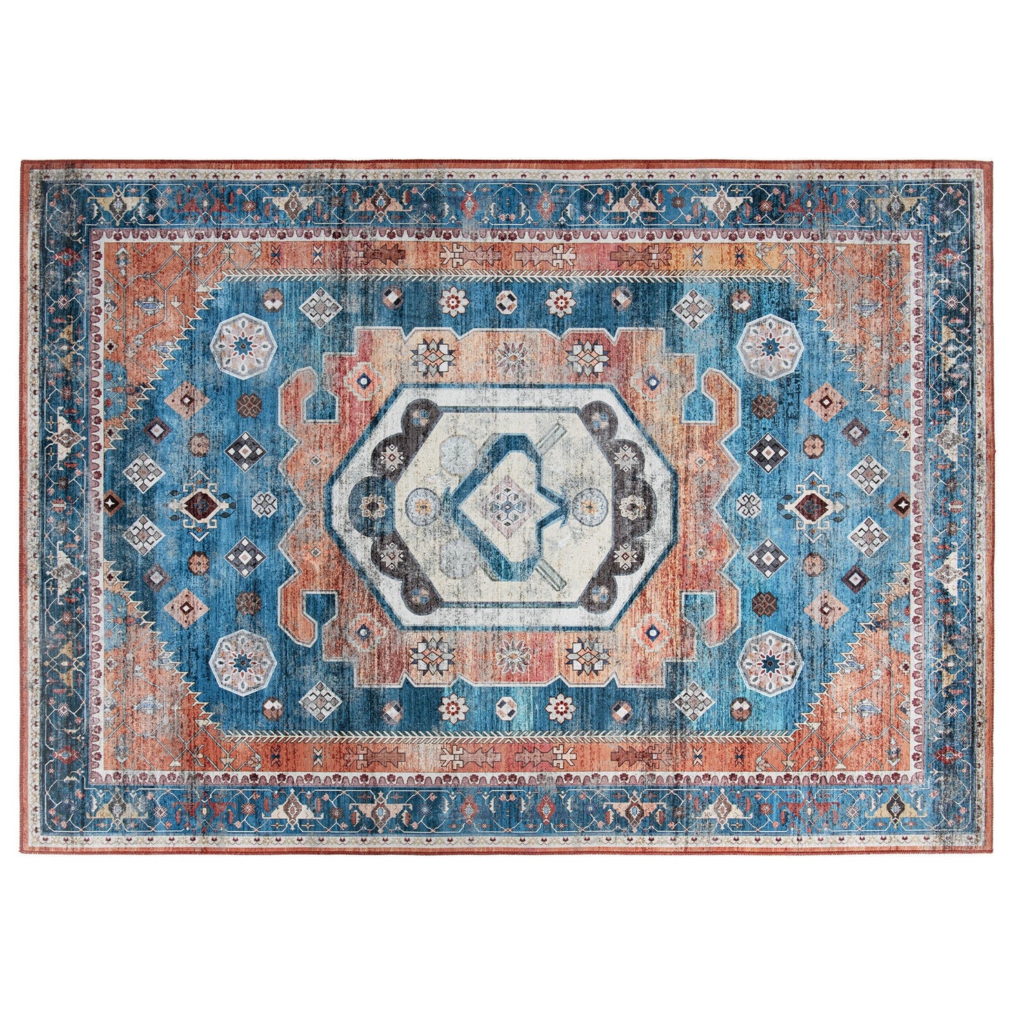 5 x 7 Foot Non-Shedding Distressed Vintage Area Rug for Indoor Spaces