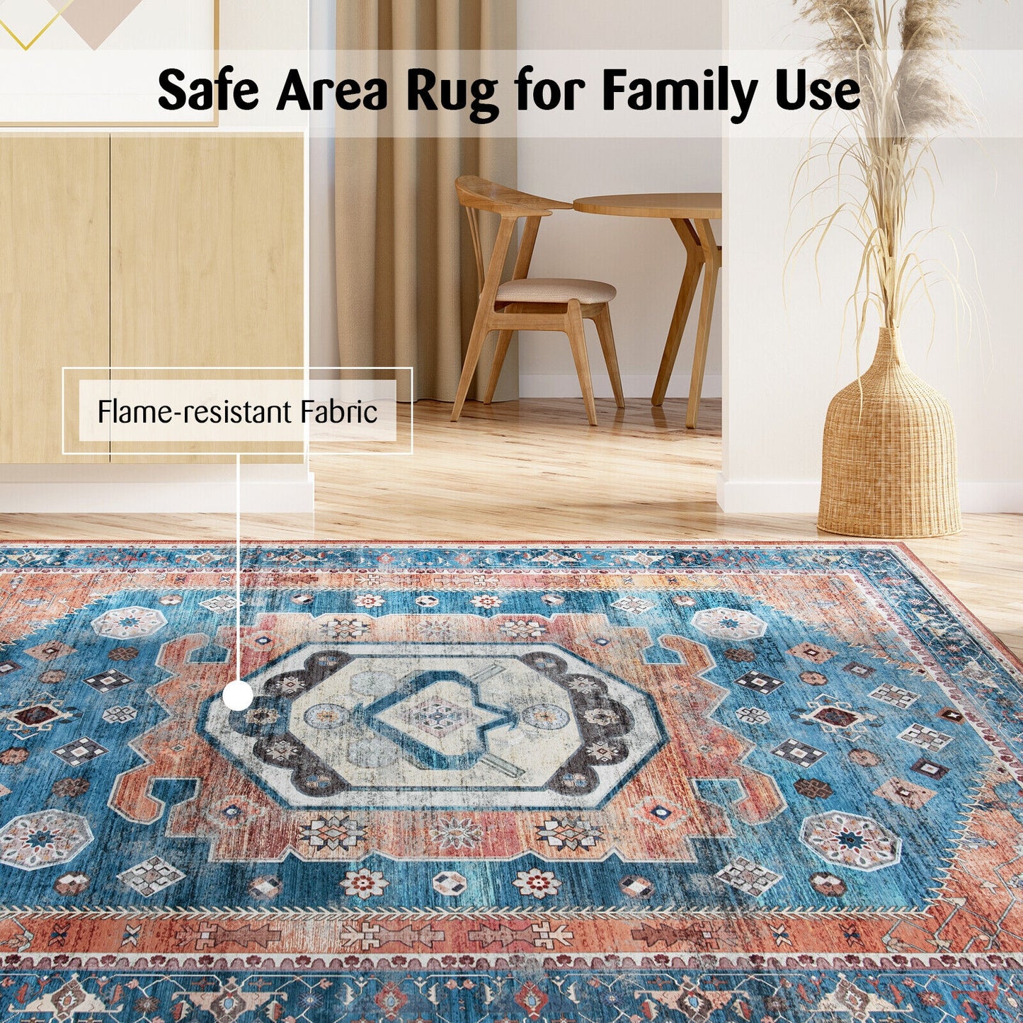 5 x 7 Foot Non-Shedding Distressed Vintage Area Rug for Indoor Spaces