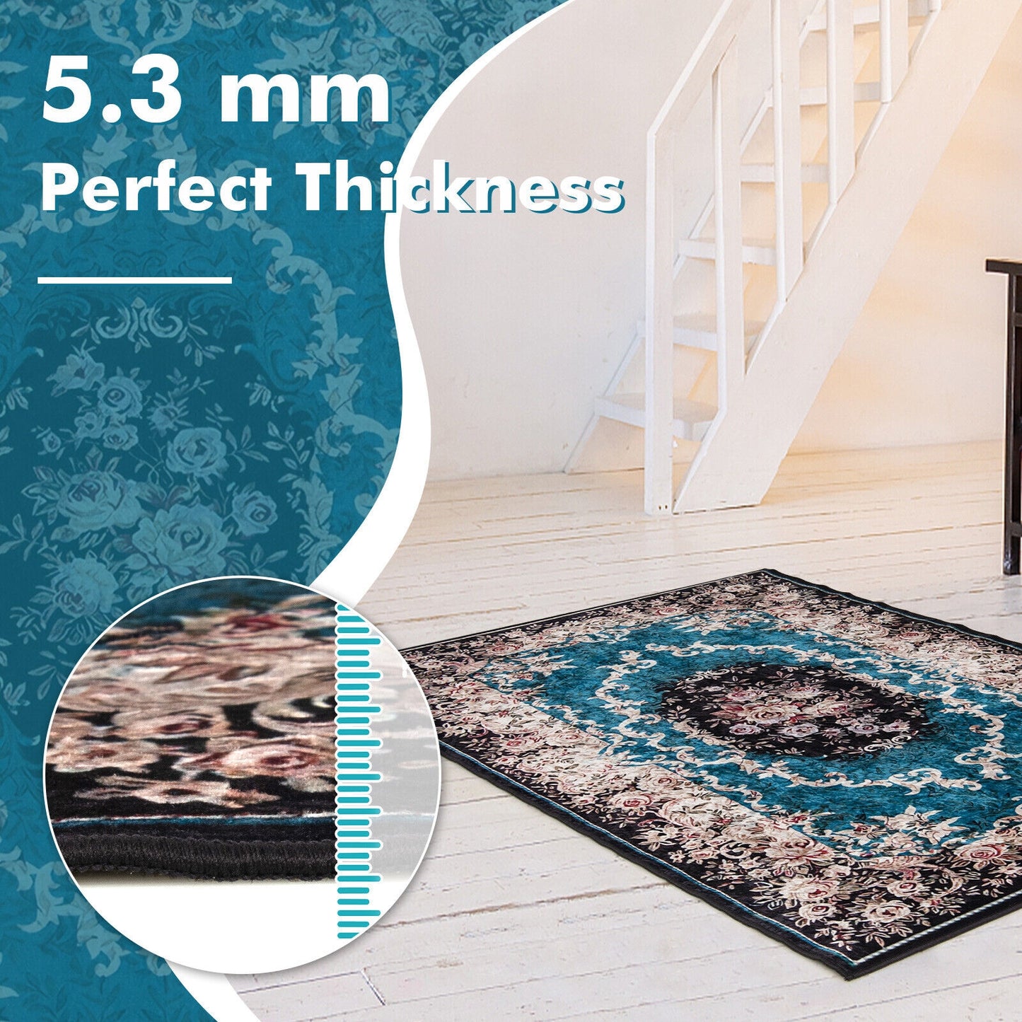 6'7" x 4'8" Premium Non-Shedding Area Rug with Anti-Slip Backing for Safety