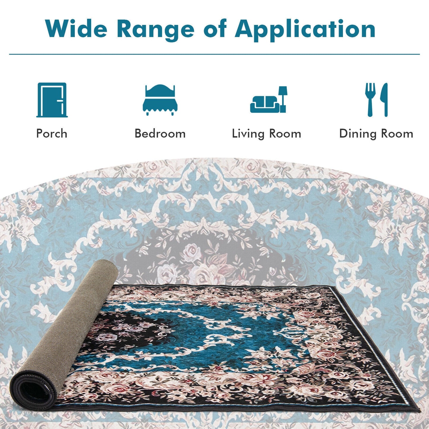 6'7" x 4'8" Premium Non-Shedding Area Rug with Anti-Slip Backing for Safety