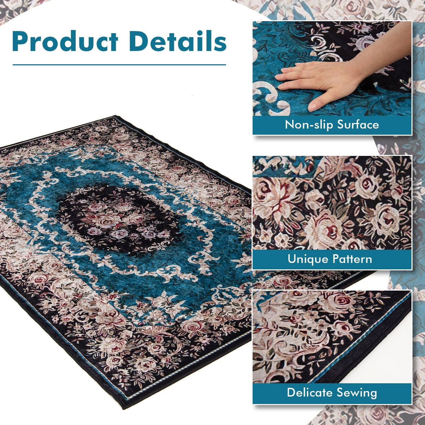6'7" x 4'8" Premium Non-Shedding Area Rug with Anti-Slip Backing for Safety