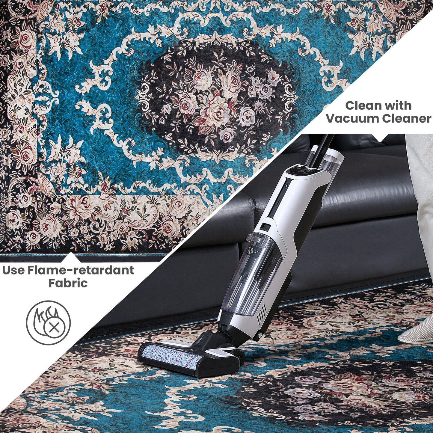 7'7" x 5'4" Premium Non-Shedding Area Rug with Anti-Slip Backing for Safety