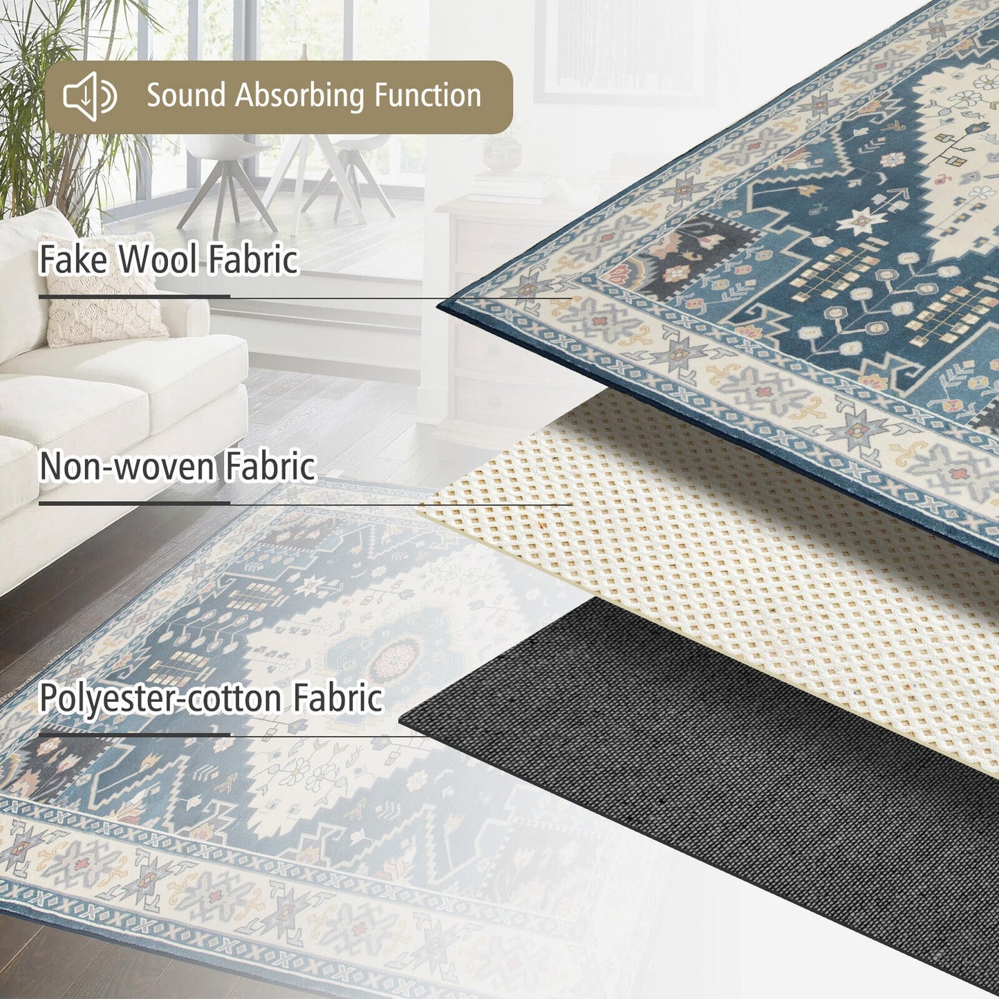 6'7" x 5'4" Faux Wool Area Rug – Comfortable, Durable, and Stylish Home Decoration