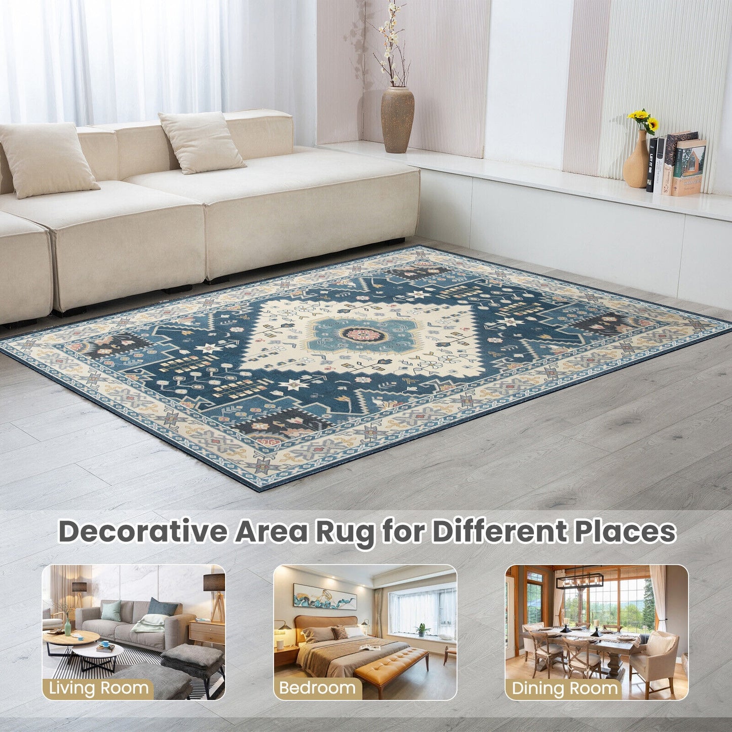 7'7" x 5'4" Faux Wool Area Rug – Comfortable, Durable, and Stylish Home Decoration