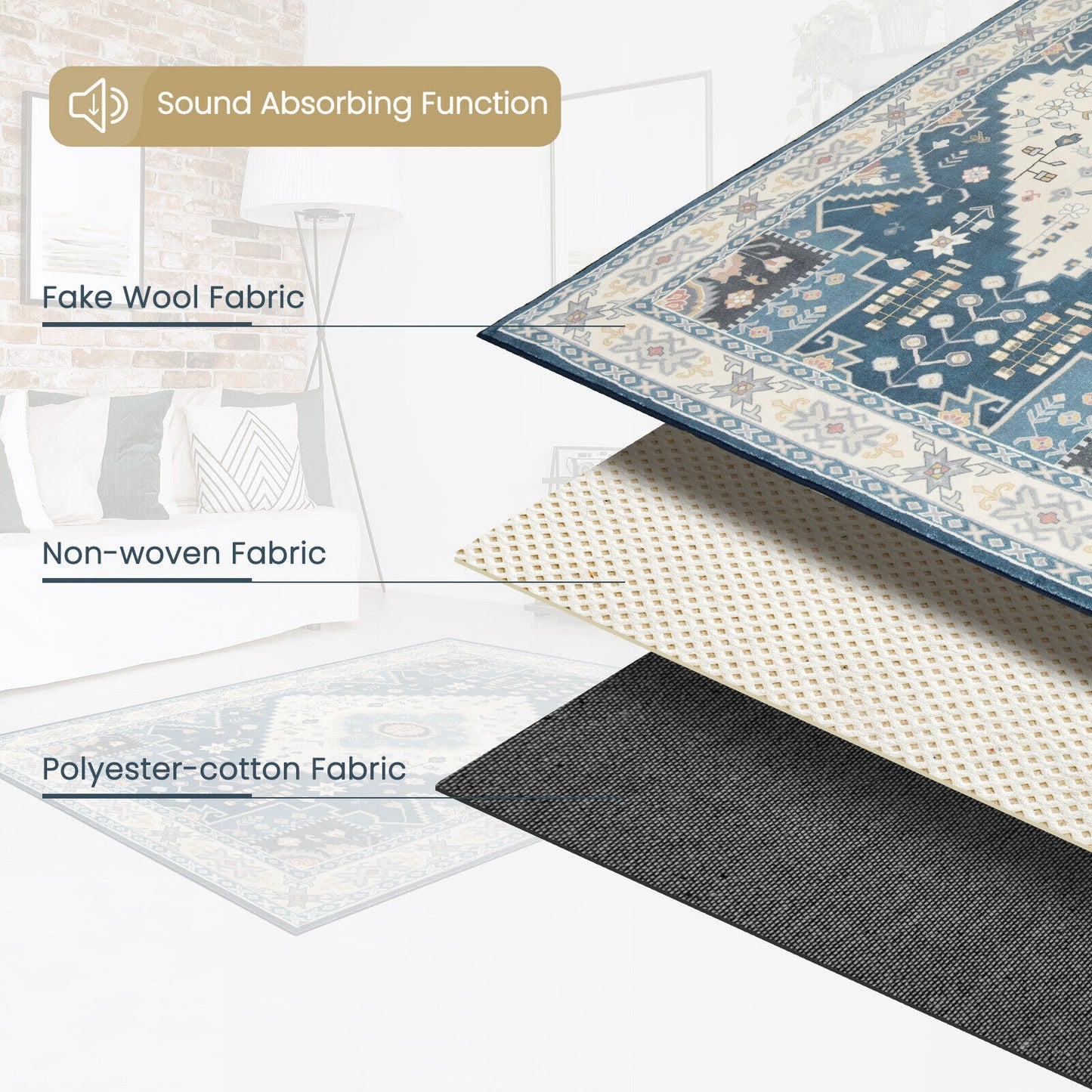7'7" x 5'4" Faux Wool Area Rug – Comfortable, Durable, and Stylish Home Decoration
