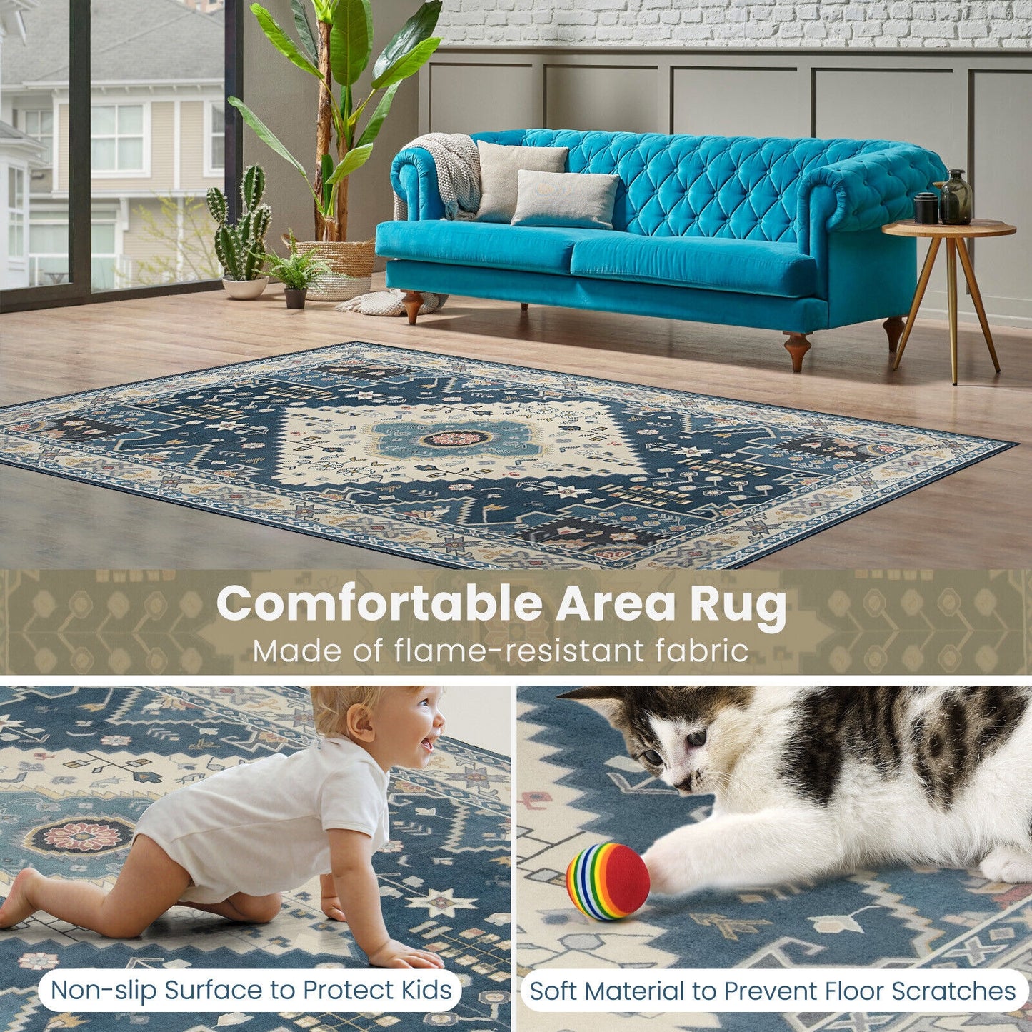 7'7" x 5'4" Faux Wool Area Rug – Comfortable, Durable, and Stylish Home Decoration