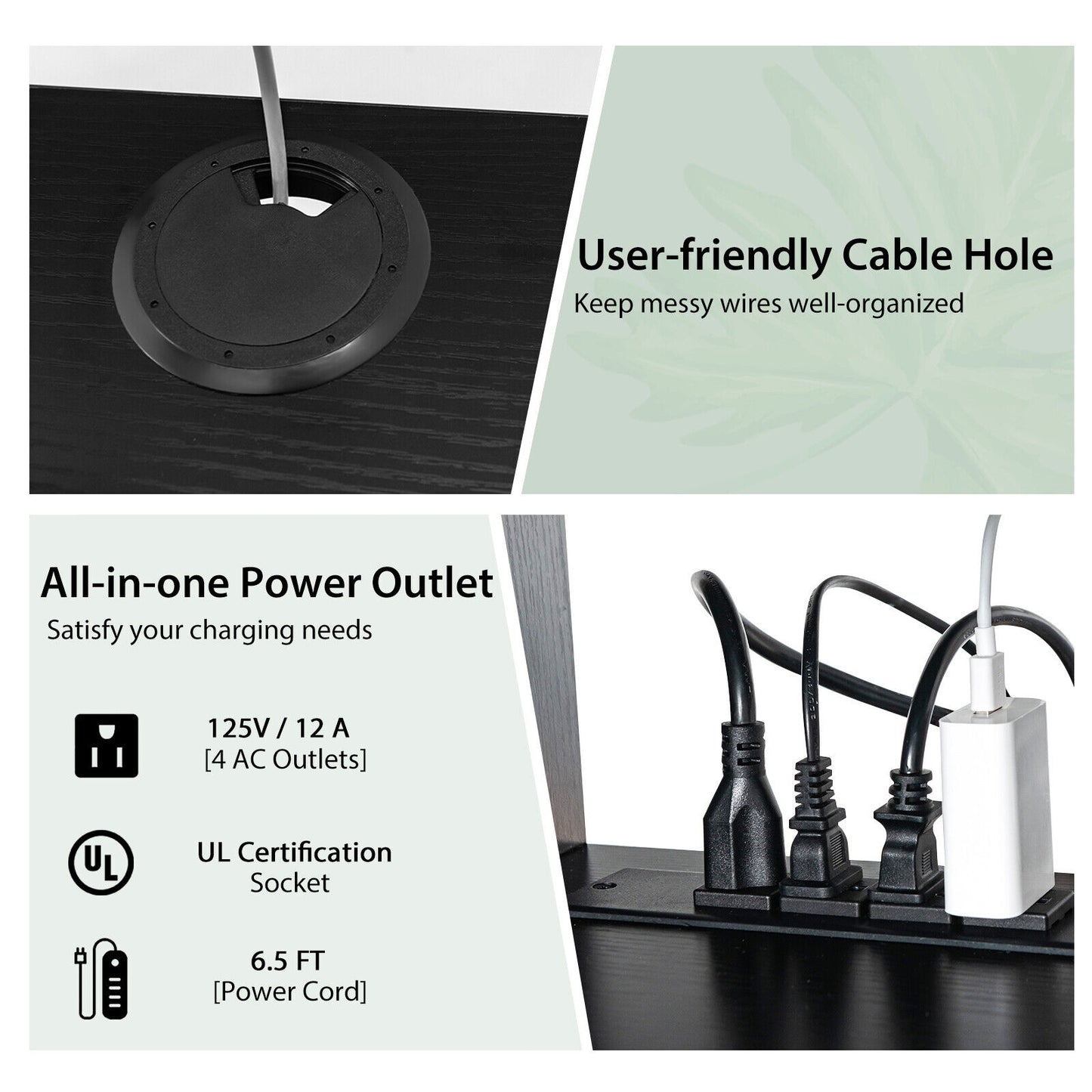 55 Inch Wall Mounted Floating TV Stand with Power Outlet for TVs up to 65 Inch in Black