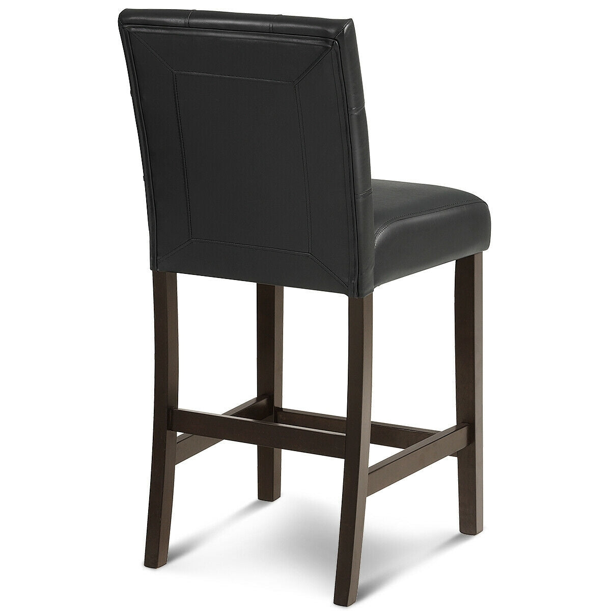 Set of 2 Stylish PVC Leather Bar Stools with Upholstered Back and Footrests