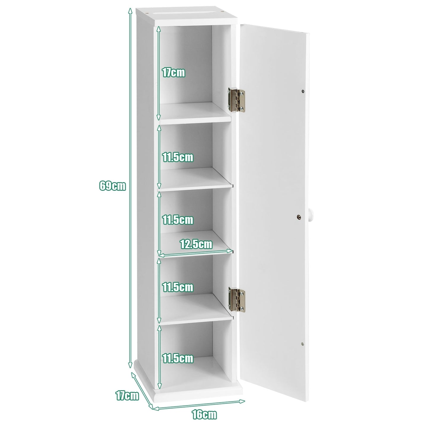 Freestanding Toilet Paper Holder with 4 Shelves and Top Storage Rack for Bathroom
