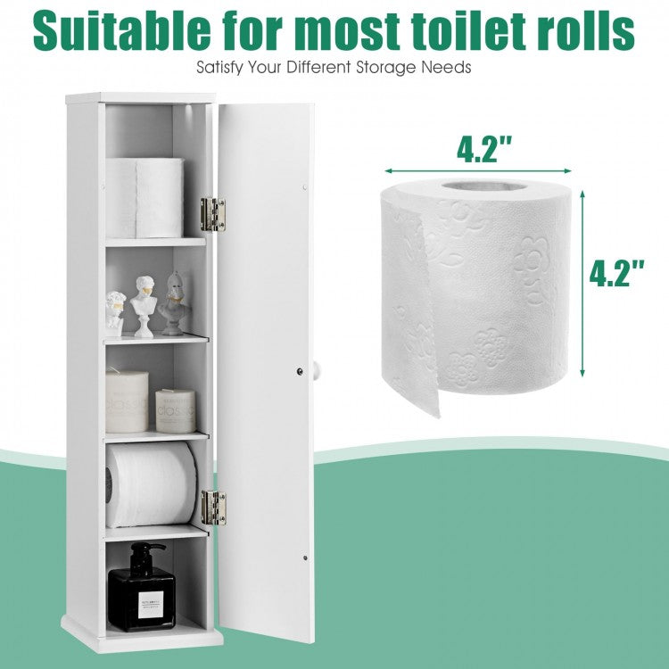 Freestanding Toilet Paper Holder with 4 Shelves and Top Storage Rack for Bathroom