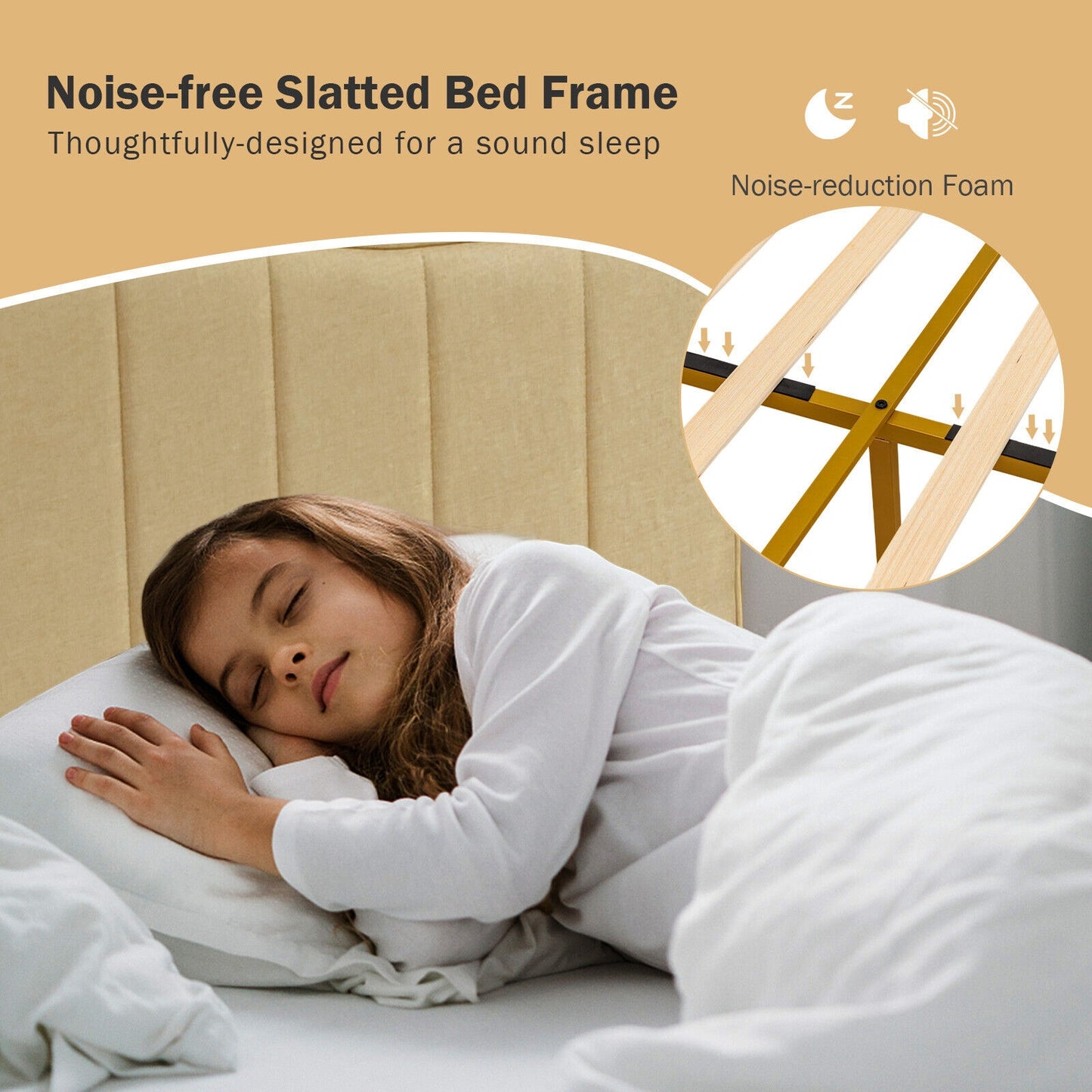 Modern Upholstered Bed Frame with Quilted Headboard - Full/Queen Size