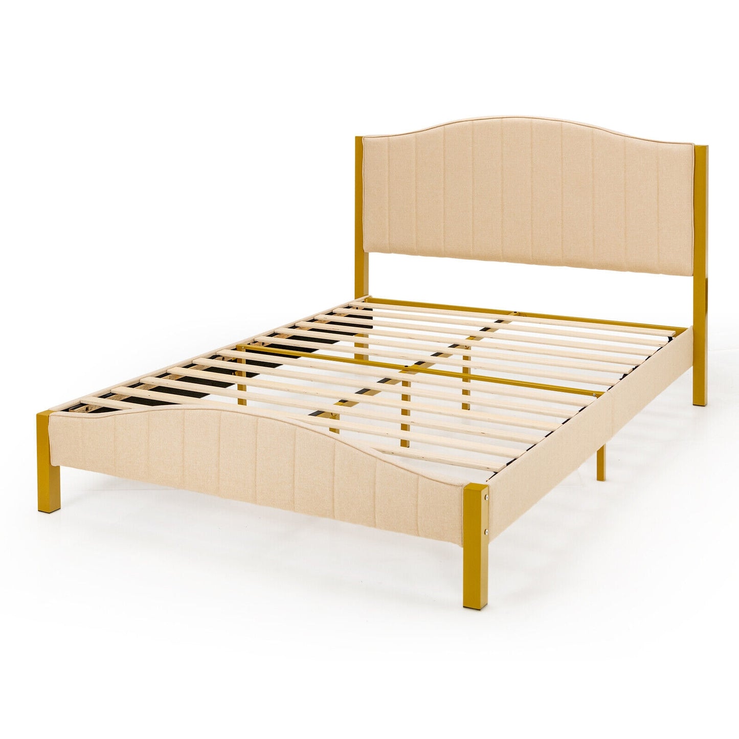 Modern Upholstered Bed Frame with Quilted Headboard - Full/Queen Size