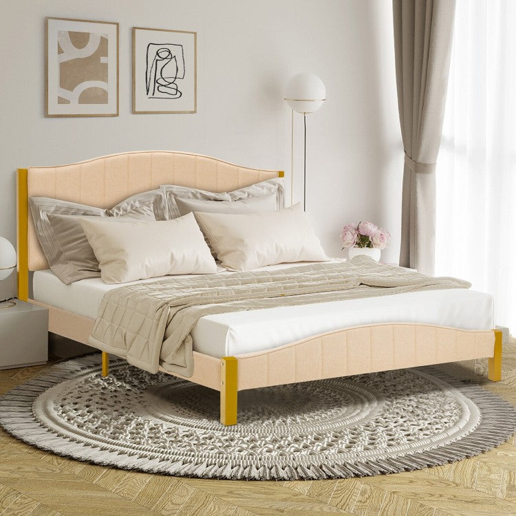 Modern Upholstered Bed Frame with Quilted Headboard - Full/Queen Size