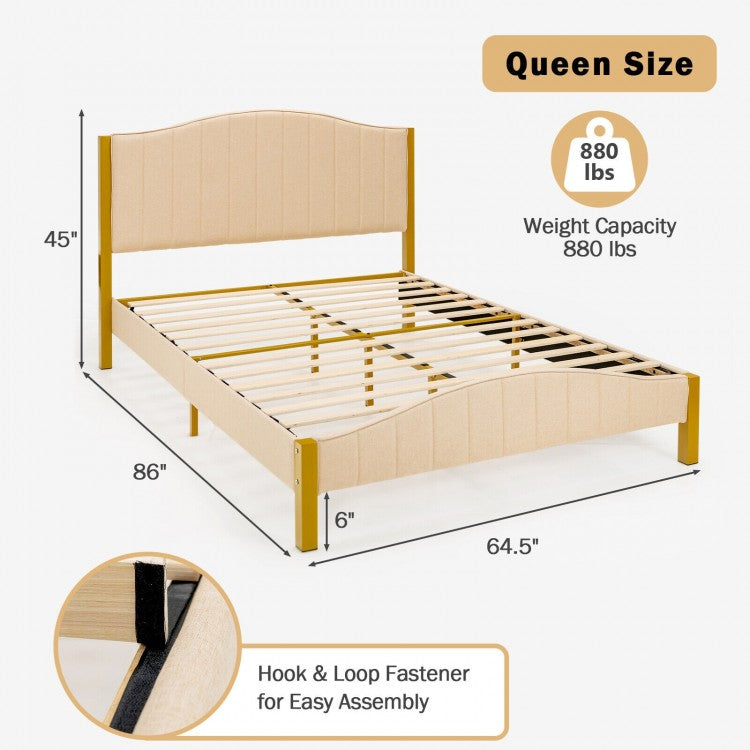 Modern Upholstered Bed Frame with Quilted Headboard - Full/Queen Size