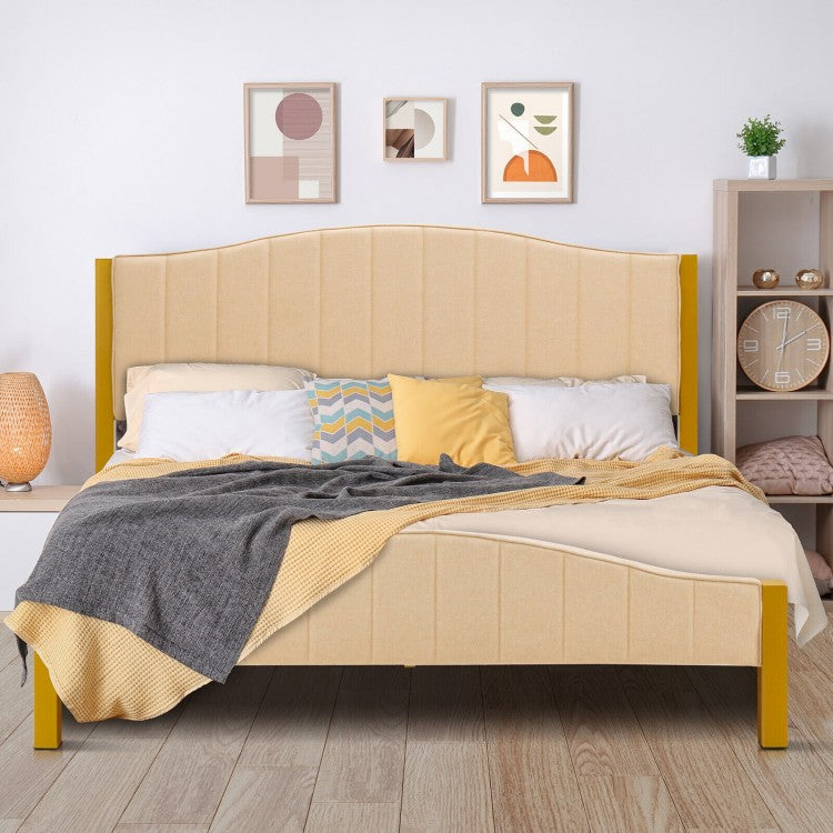 Modern Upholstered Bed Frame with Quilted Headboard - Full/Queen Size