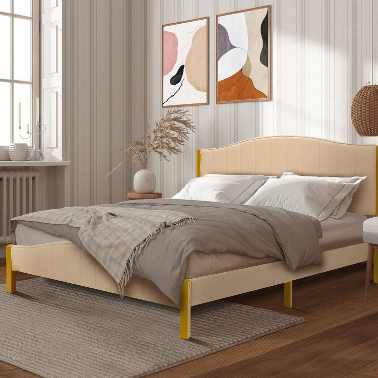 Modern Upholstered Bed Frame with Quilted Headboard - Full/Queen Size