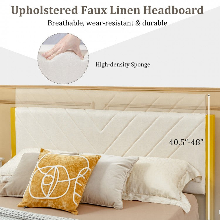 Modern Upholstered Bed Frame with Adjustable Headboard and 4 Storage Drawers - Full/Queen Size
