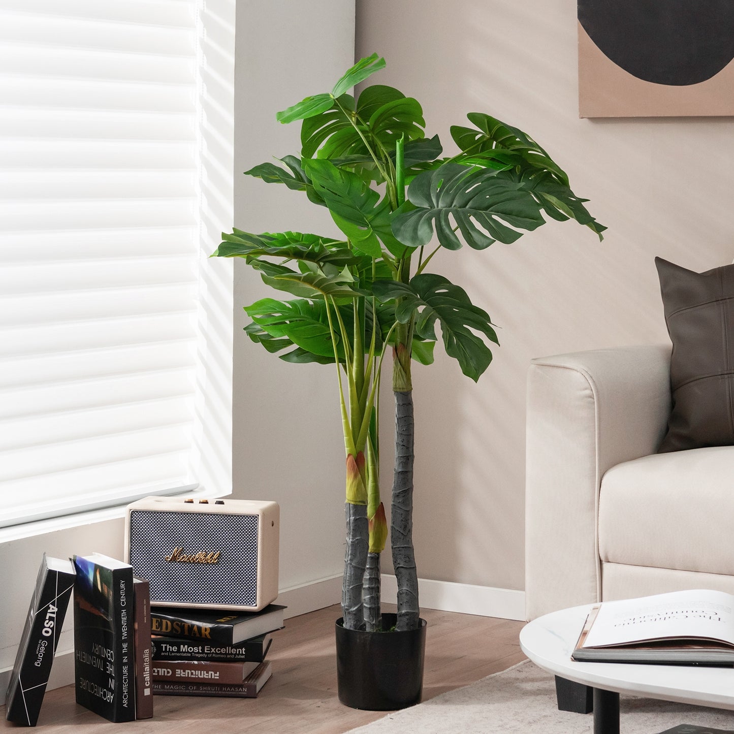 4ft Artificial Monstera Palm Tree – Lifelike Faux Plant for Home & Office Décor