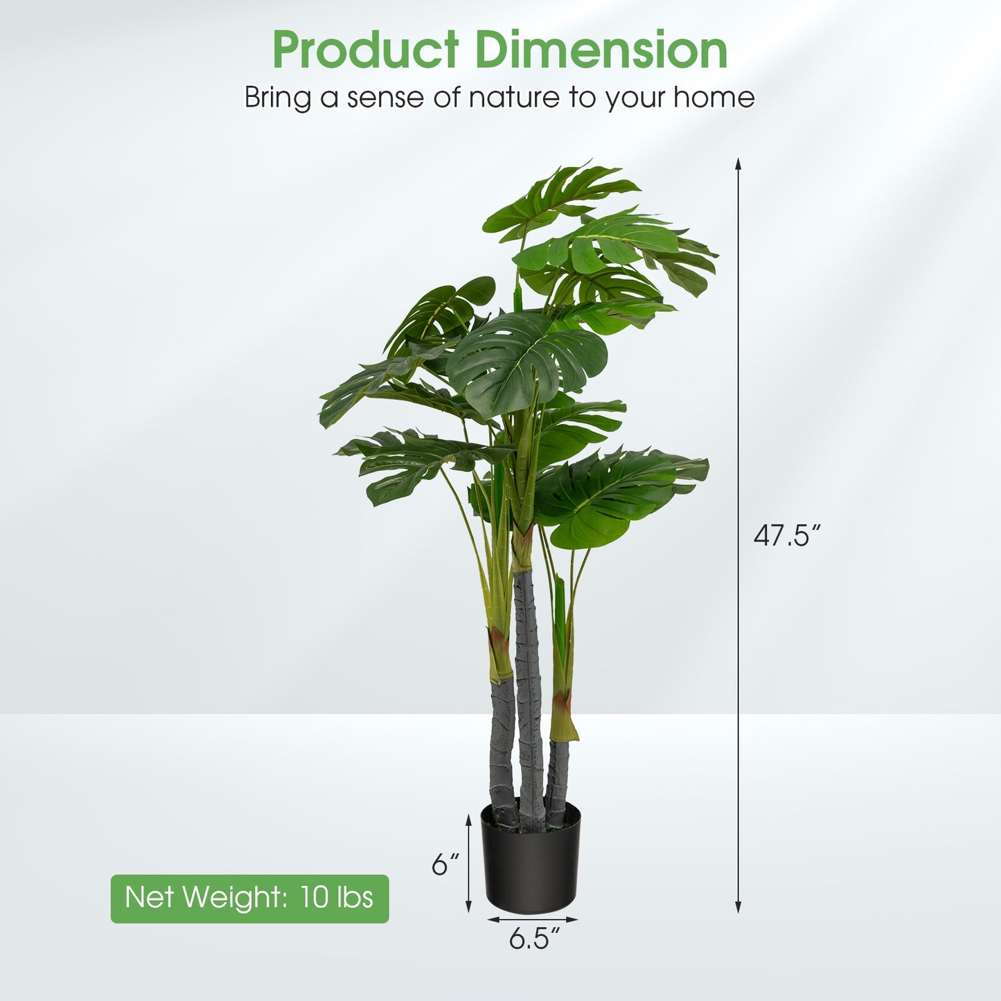 4ft Artificial Monstera Palm Tree – Lifelike Faux Plant for Home & Office Décor