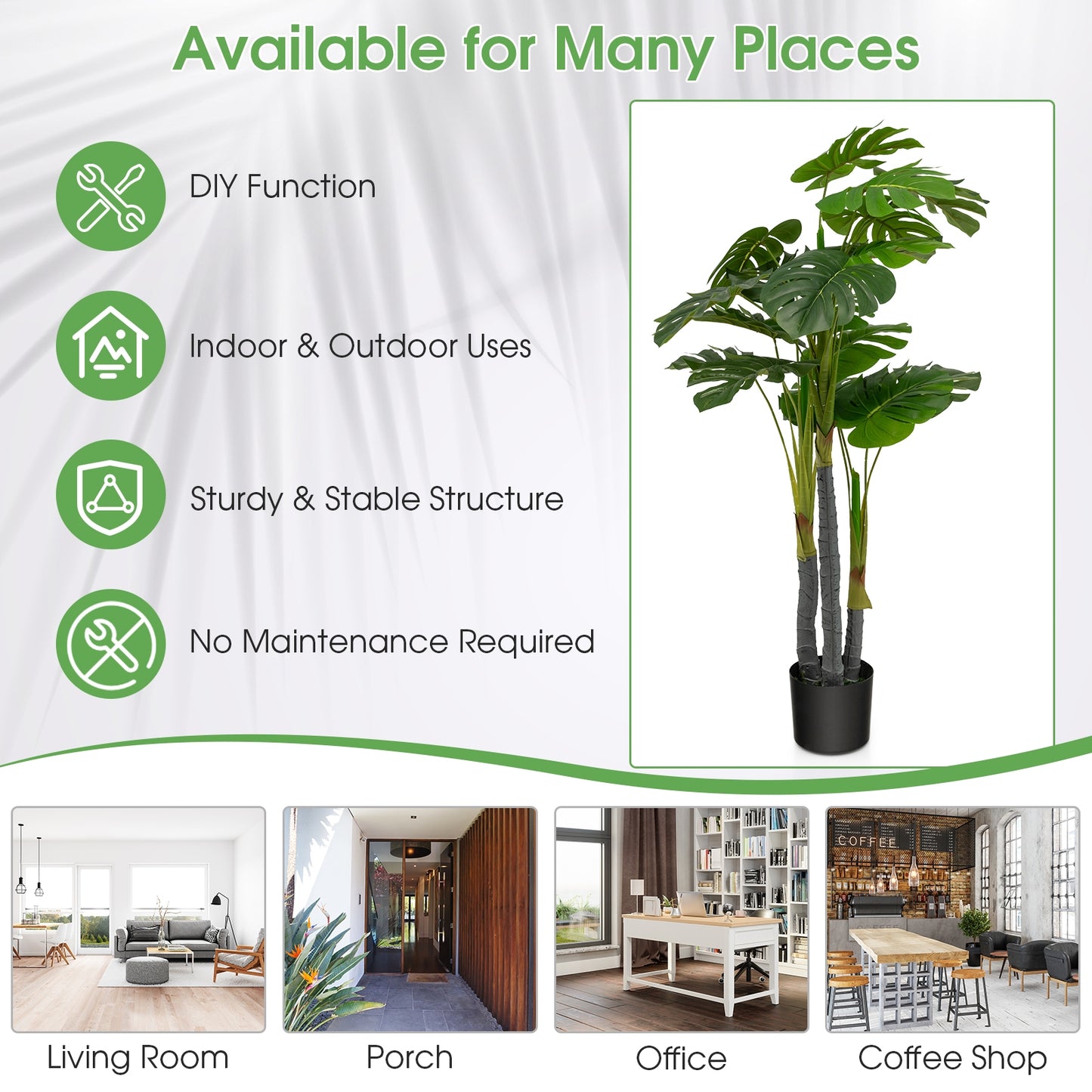 4ft Artificial Monstera Palm Tree – Lifelike Faux Plant for Home & Office Décor