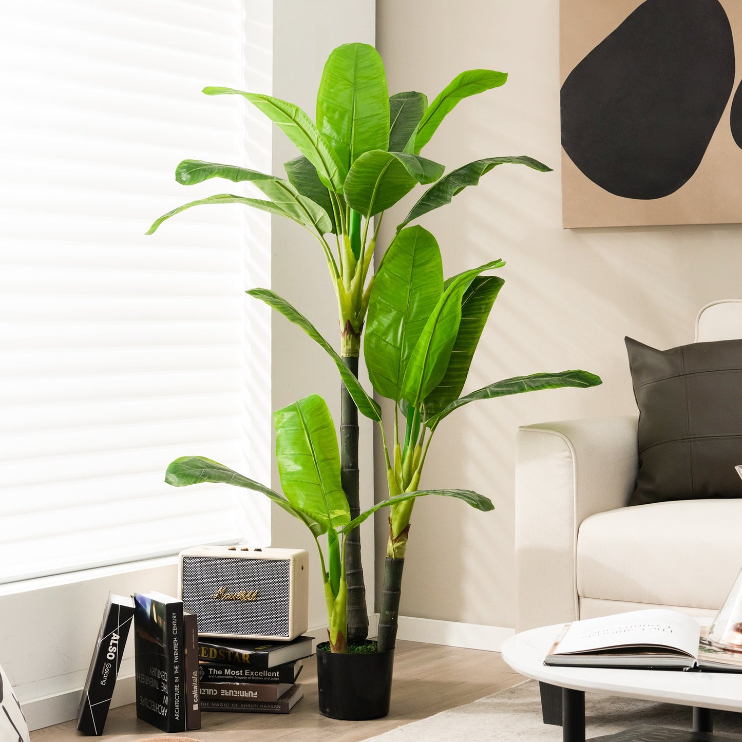 5ft Artificial Banana Tree – Lifelike Faux Tropical Plant with 18 Leaves for Indoor & Outdoor Décor