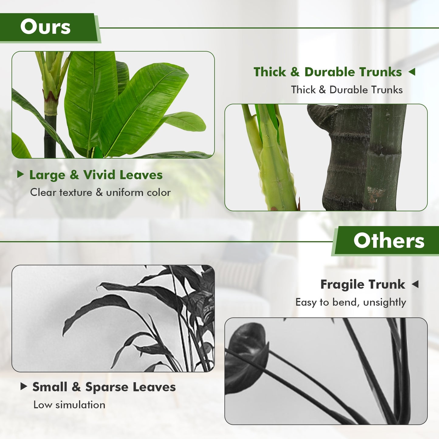5ft Artificial Banana Tree – Lifelike Faux Tropical Plant with 18 Leaves for Indoor & Outdoor Décor